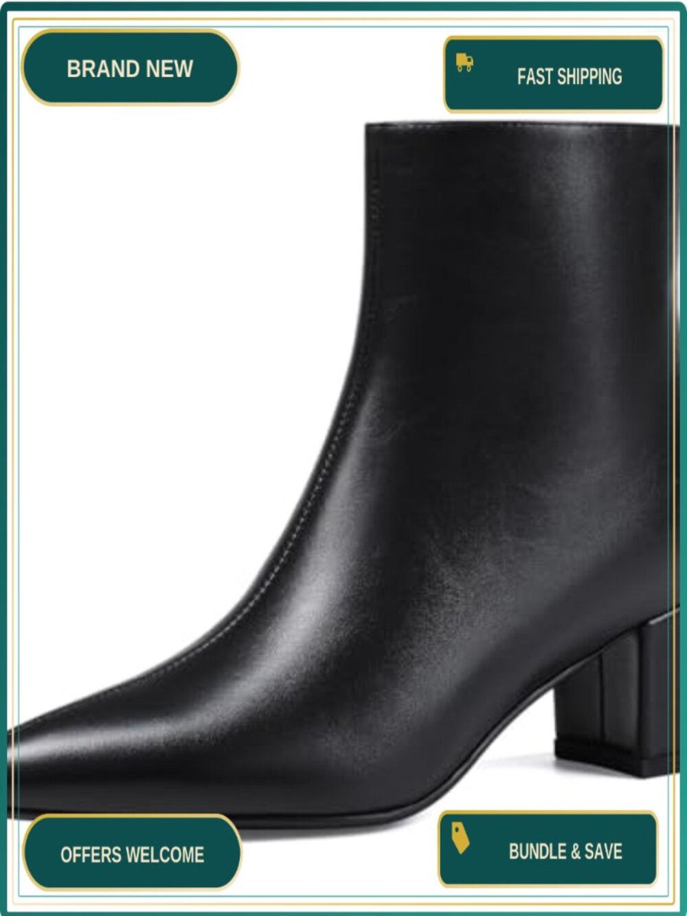 Women's Pointed Toe Ankle Booties with Block Low Heel (2.28 inch)